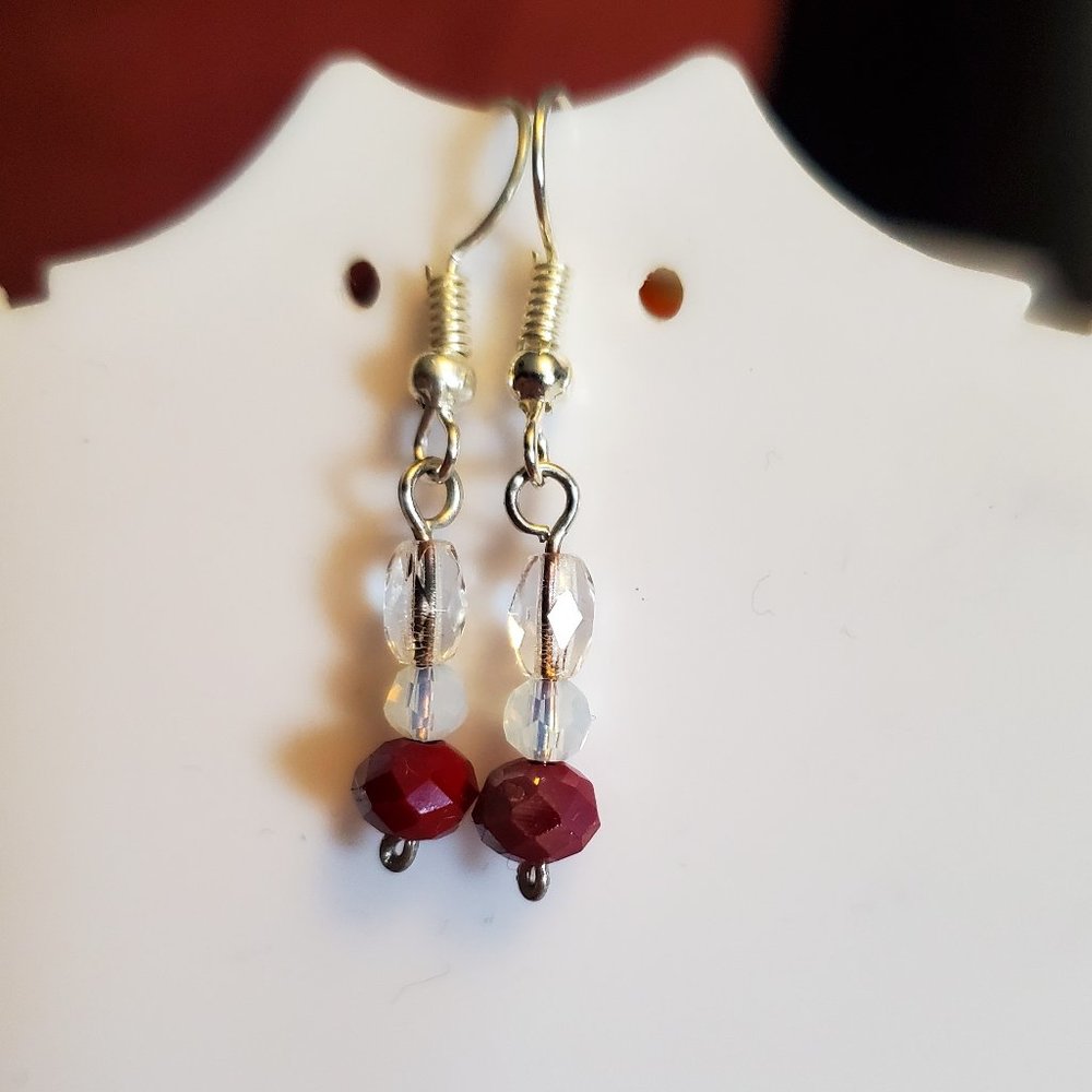 Silver Tone Hook Czech Glass Bead Dangle Earrings Tony Alexander Jewelry Artisan